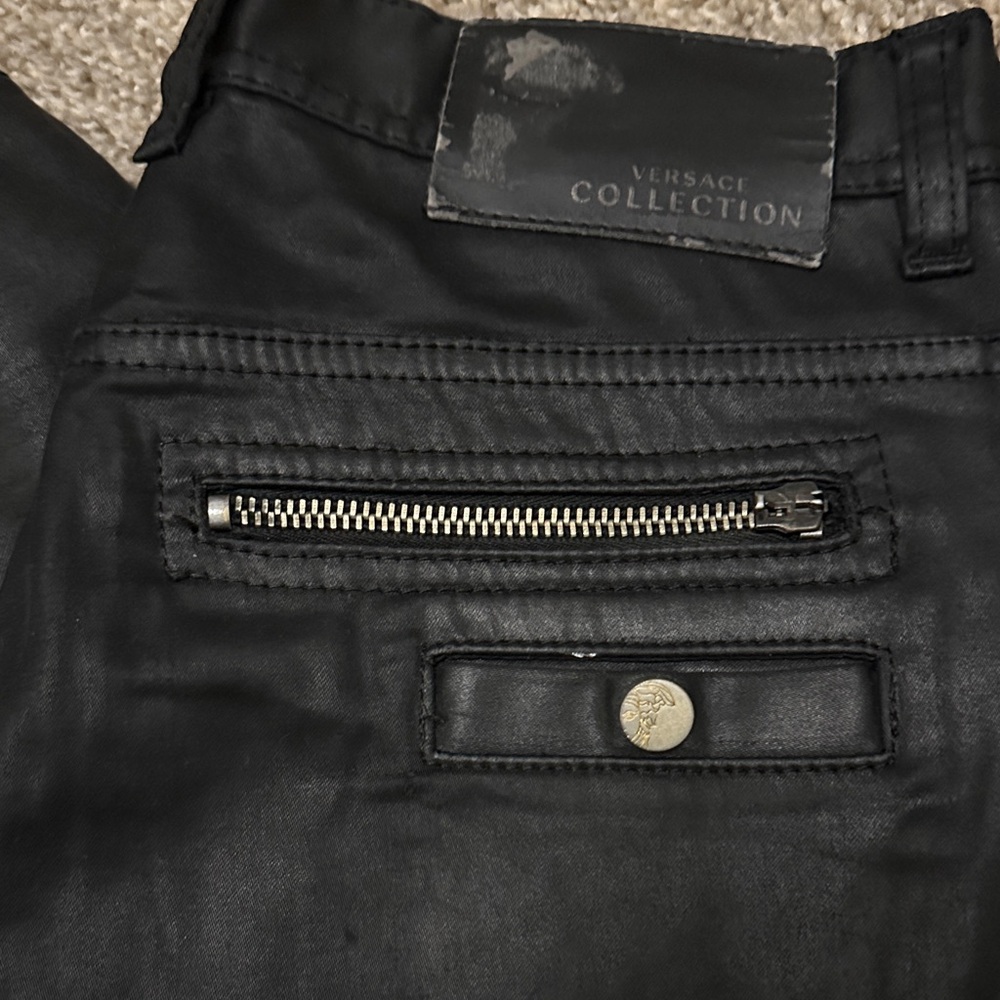 Versace Collection Black Leather Trousers